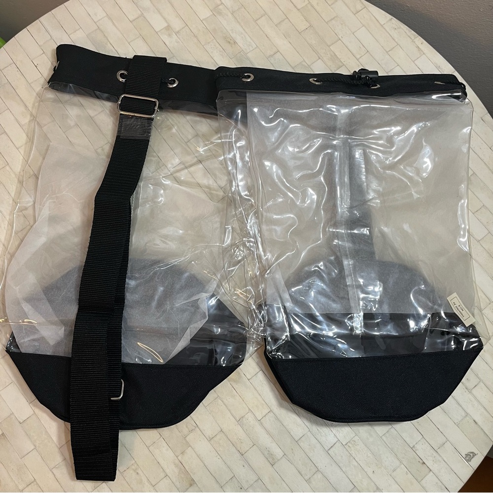 Set of 2 Clear Black Travel Tube Bucket Bags with Adjustable Strap